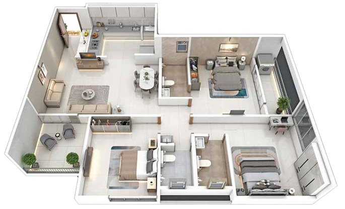 3 BHK Floor Plan